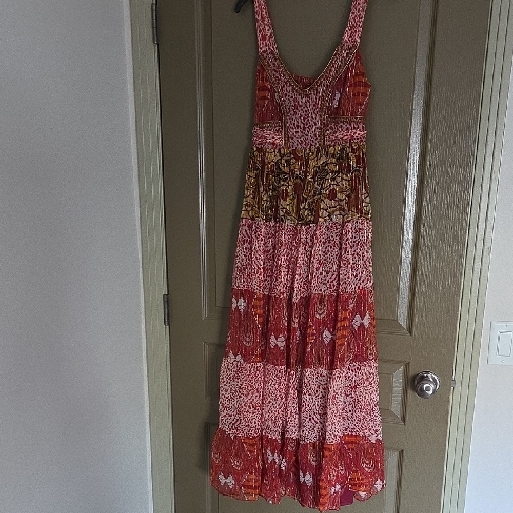 Bohemian Red and Pink Maxi Dress